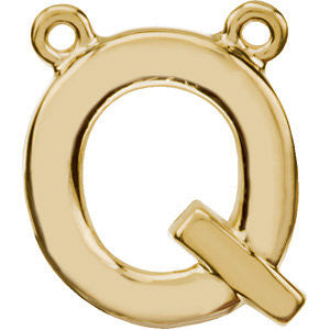 14k Yellow Gold Letter "Q" Block Initial Necklace Center