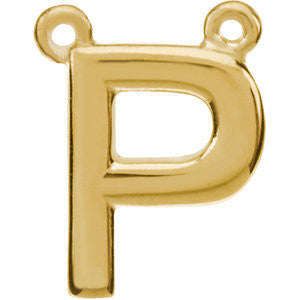 14k Yellow Gold Letter "P" Block Initial Necklace Center