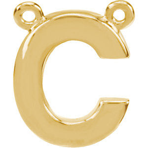 14k Yellow Gold Letter "C" Block Initial Necklace Center