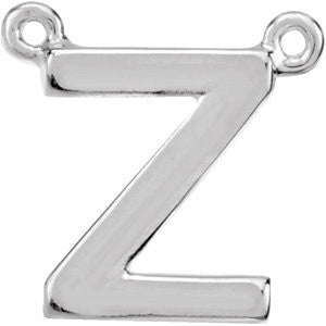 14k White Gold Letter "Z" Block Initial Necklace Center