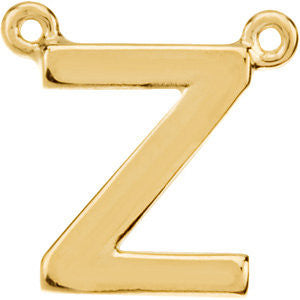 14k Yellow Gold Letter "Z" Block Initial Necklace Center