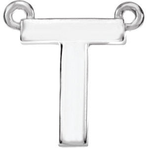 Sterling Silver Letter "T" Block Initial Necklace Center