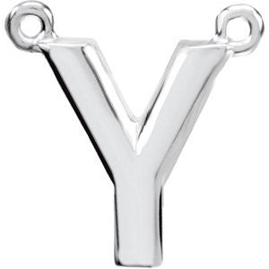 Sterling Silver Letter "Y" Block Initial Necklace Center
