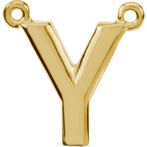 14k Yellow Gold Letter "Y" Block Initial Necklace Center