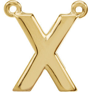 14k Yellow Gold Letter "X" Block Initial Necklace Center
