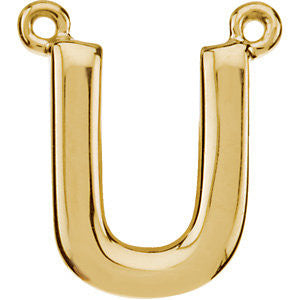 14k Yellow Gold Letter "U" Block Initial Necklace Center