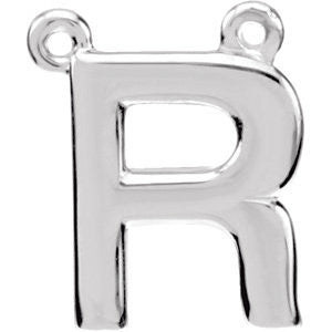 Sterling Silver Letter "R" Block Initial Necklace Center