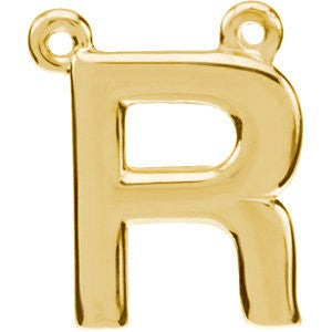 14k Yellow Gold Letter "R" Block Initial Necklace Center