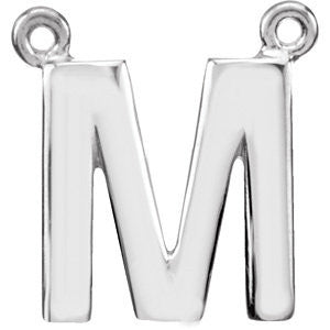 Sterling Silver Letter "M" Block Initial Necklace Center
