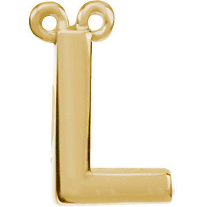 14k Yellow Gold Letter "L" Block Initial Necklace Center