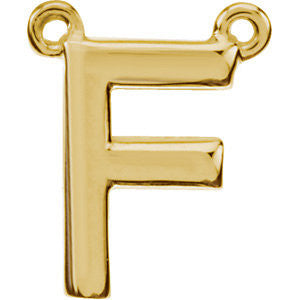 14k Yellow Gold Letter "F" Block Initial Necklace Center