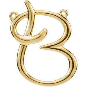 14k Yellow Gold "B" Script Initial
