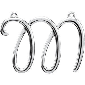 14k White Gold "M" Script Initial