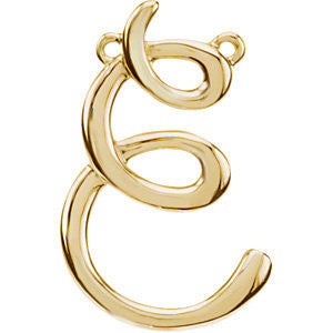 14k Yellow Gold "E" Script Initial