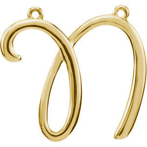 14k Yellow Gold "N" Script Initial