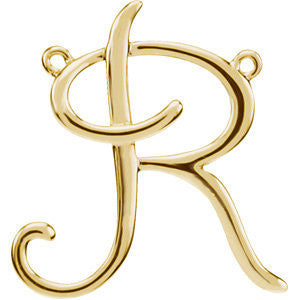 14k Yellow Gold "R" Script Initial
