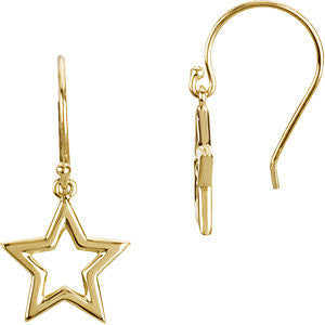 14k Yellow Gold Petite Star Earrings