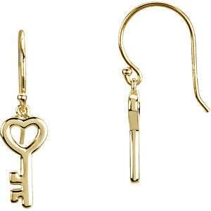 14k Yellow Gold Petite Key Earrings