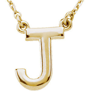 14k Yellow Gold Letter "J" Block Initial 16" Necklace