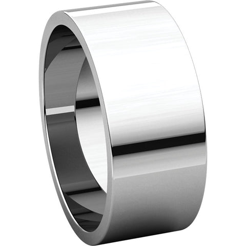 14k White Gold 8mm Flat Band, Size 8.5