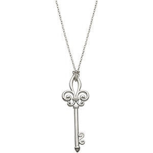 Sterling Silver Fleur-de-lis Key
