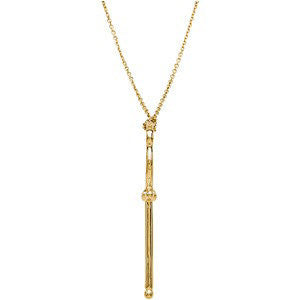 14k Yellow Gold Fashion Key Pendant with an Owl