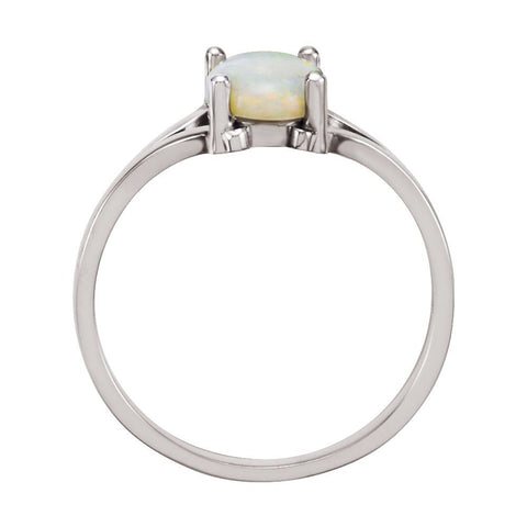 14k White Gold Opal Ring, Size 6