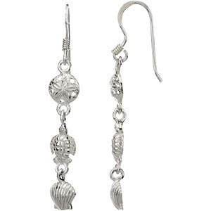 Sterling Silver Mini Turtle and Shell Earrings