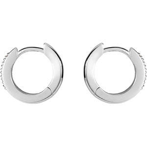 14k White Gold 1/10 CTW Diamond Hoop Earrings