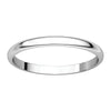 10k White Gold 2mm Half Round Light Band, Size 9