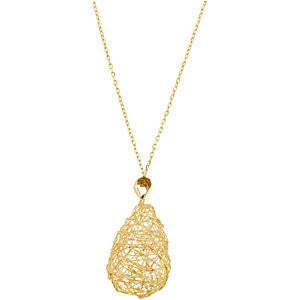 14k Yellow Gold Wire Pear Shaped Necklace