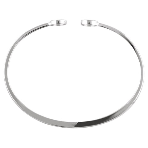 14k White Gold Hinged Circle Bangle 7" Bracelet