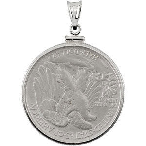 Sterling Silver Walking Liberty 1/2 Dollar Coin Set Into a Sterling Silver Coin Frame