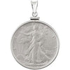 31.25x31.25 mm Sterling Silver Walking Liberty 1/2 Dollar Coin Set Into a Sterling Silver Coin Frame