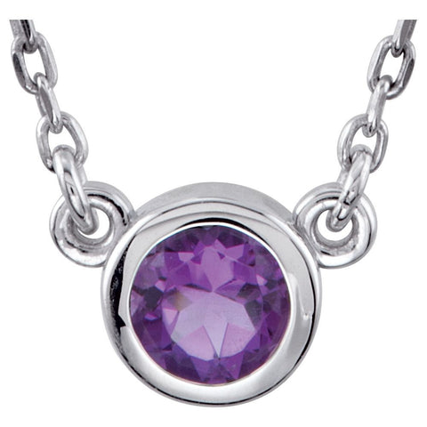 Sterling Silver Amethyst Bezel 18" Necklace