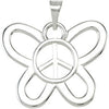 Butterfly Shaped Peace Sign Pendant in Sterling Silver