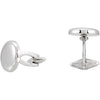 14k White Gold 15.9mm Men's Round Shaped Cuff Links