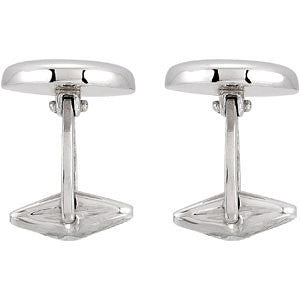 14k White Gold 15.9mm Men's Round Shaped Cuff Links