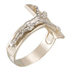 Two Tone Men's Crucifix Cross Ring in 14k White and Yellow Gold ( Size 10 )