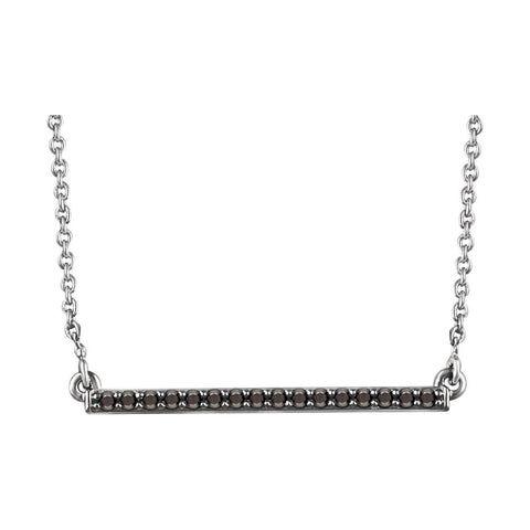14k White Gold 1/6 CTW Black Diamond Bar 18" Necklace