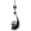 18.00x10.00 mm Gold Club and Ball Charm in Sterling Silver