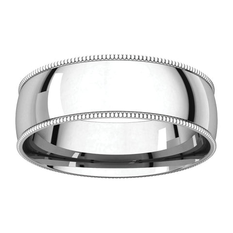 14k White Gold 6mm Light Comfort Fit Milgrain Band , Size 10