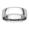 14k White Gold 6mm Light Comfort Fit Milgrain Band , Size 10