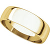 10k Yellow Gold 6mm Half Round Light Band, Size 9