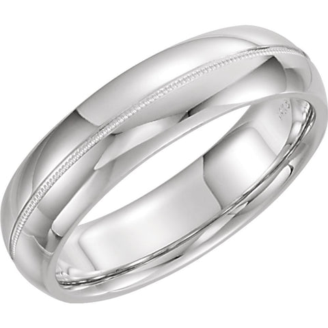 14k White Gold 6mm Comfort Fit Milgrain Band Size 9