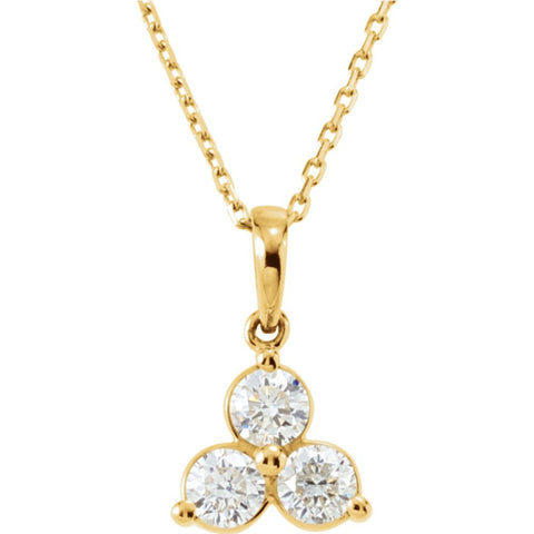 14k Yellow Gold 5/8 CTW Three-Stone Diamond Necklace