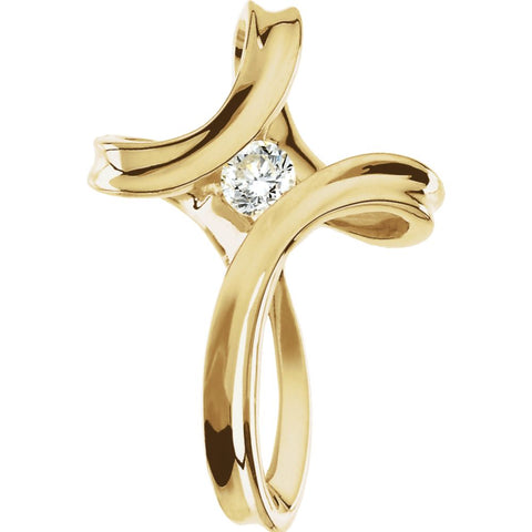 14k Yellow Gold 25x17.5mm Diamond Cross Pendant