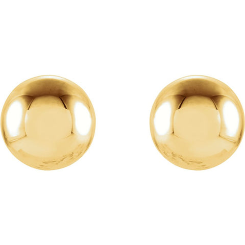 14k Yellow Gold 7mm Ball Earrings with Bright Finish