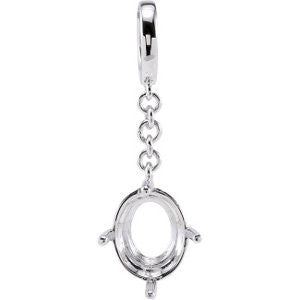 Sterling Silver 11x9mm Oval 4-Prong Pendant Enhancer Mounting