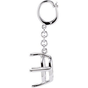Sterling Silver 11x9mm Oval 4-Prong Pendant Enhancer Mounting